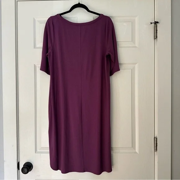 EILEEN FISHER Purple Short Sleeve Jersey Dress – Size L - Picture 2 of 7